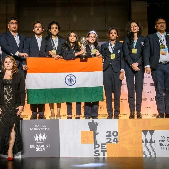GM Swayams Mishra celebrating 45th Chess Olympiad Gold in Budapest